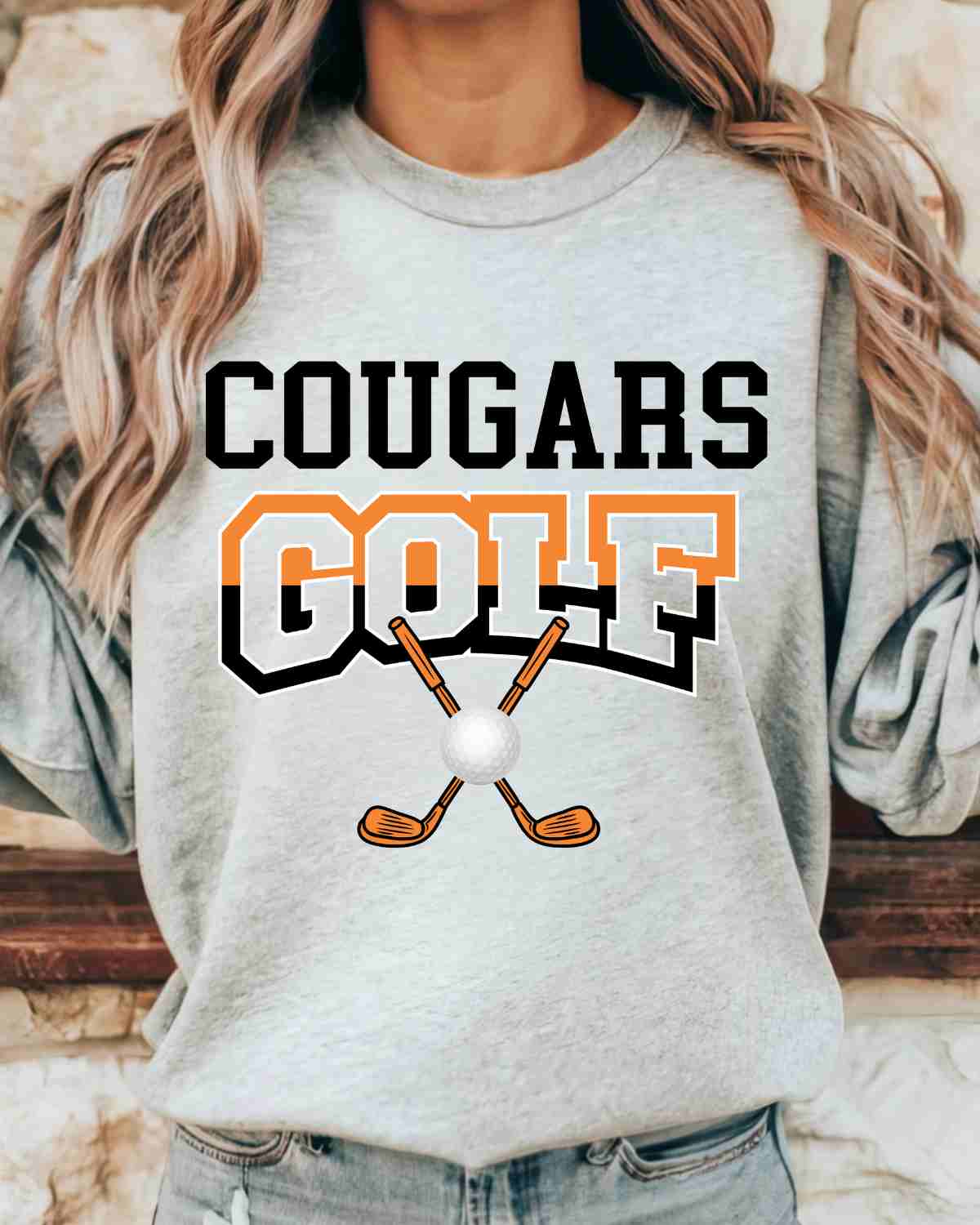 Cougars Golf Crossed Clubs DTF Transfer