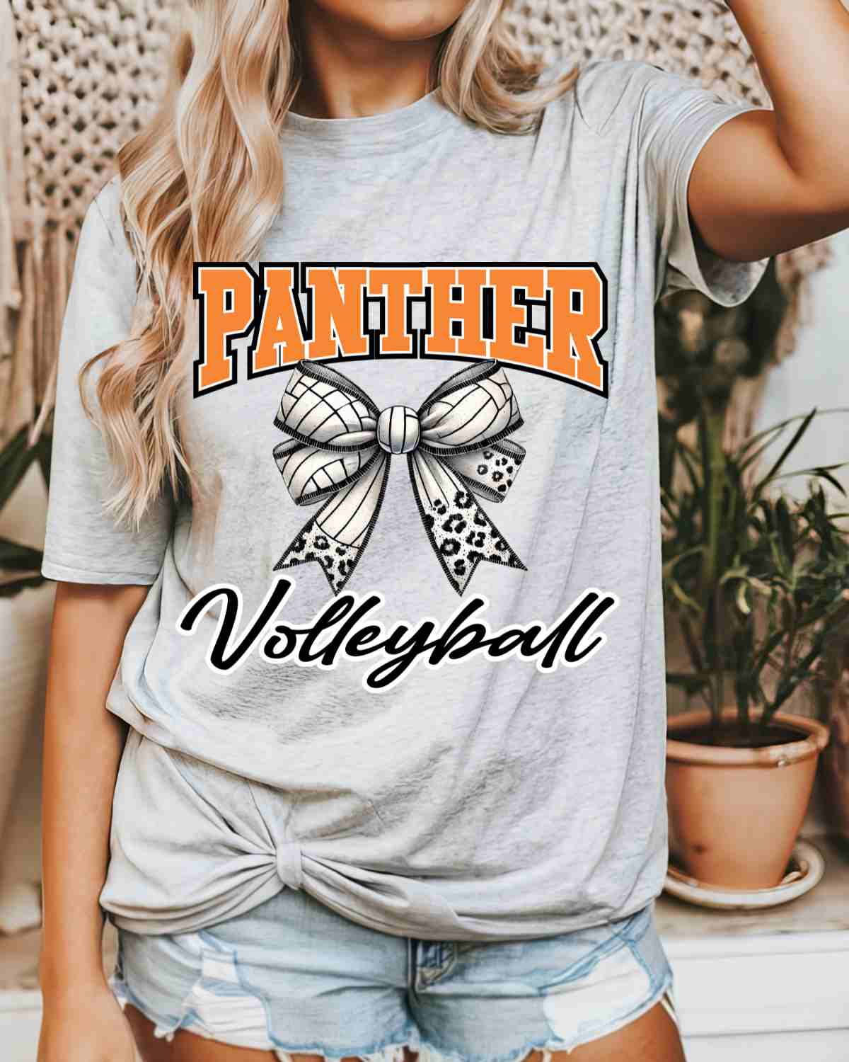 Panther Volleyball Bow Middle DTF Transfer
