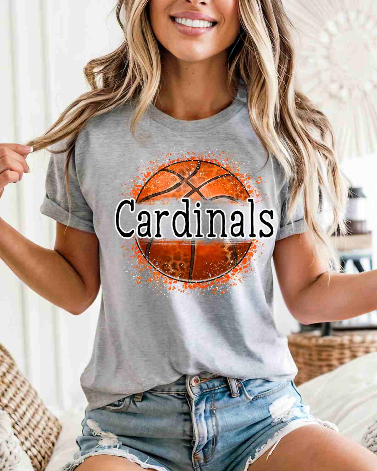 Cardinals Basketball Leopard Splatter DTF Transfer