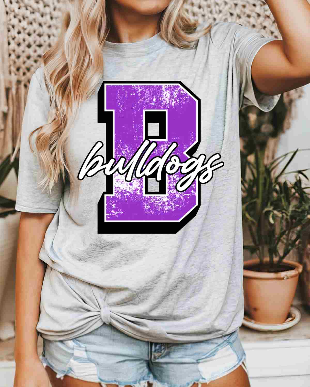 Bulldogs Distressed Letter DTF Transfer - Rustic Grace Heat Transfer Company