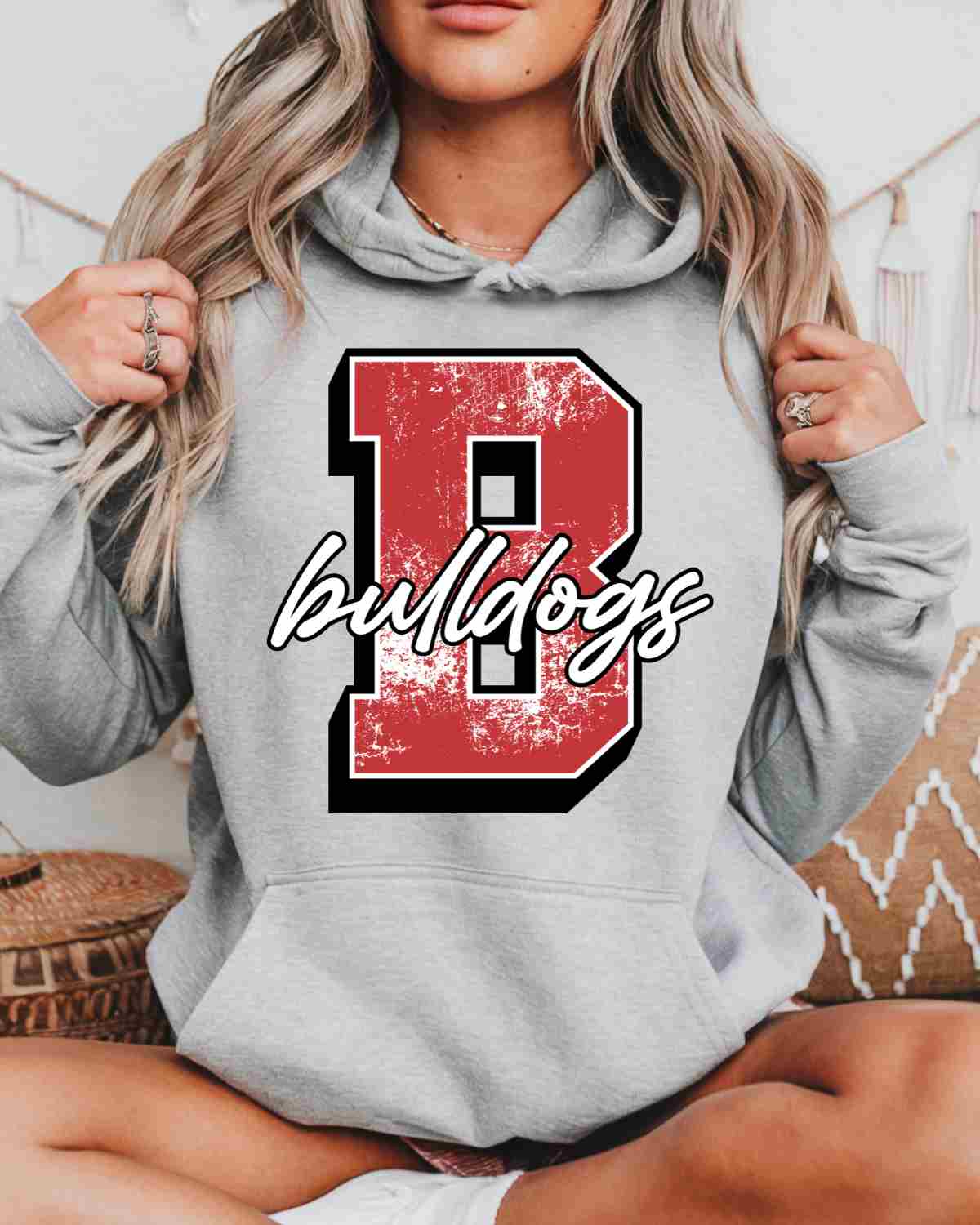 Bulldogs Distressed Letter DTF Transfer - Rustic Grace Heat Transfer Company