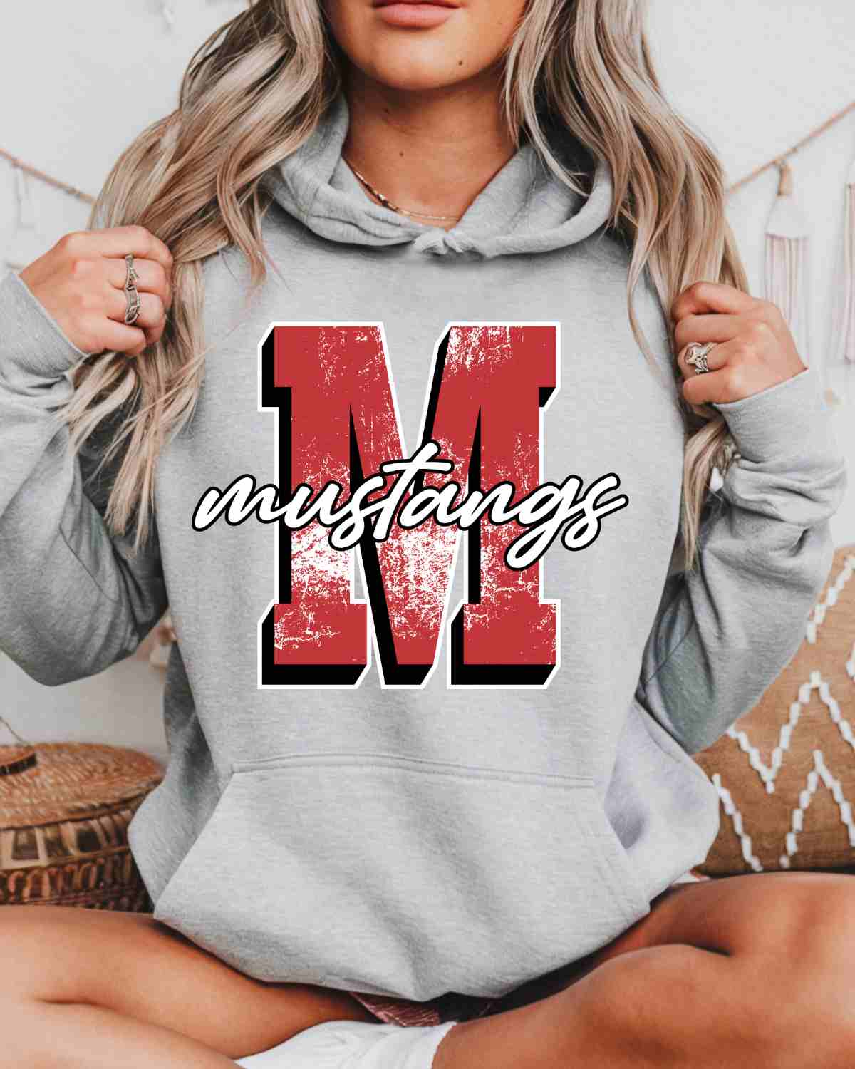 Mustangs Distressed Letter DTF Transfer
