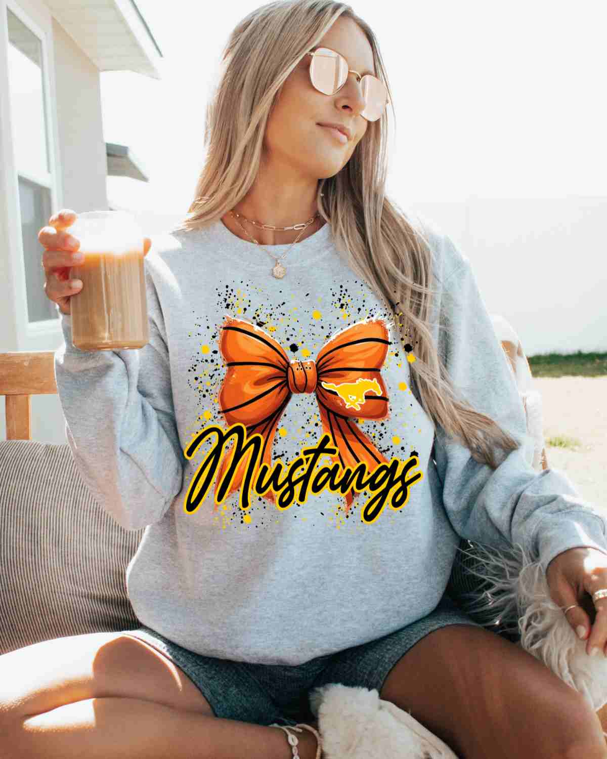 Mustangs Basketball Bow Splatter DTF Transfer