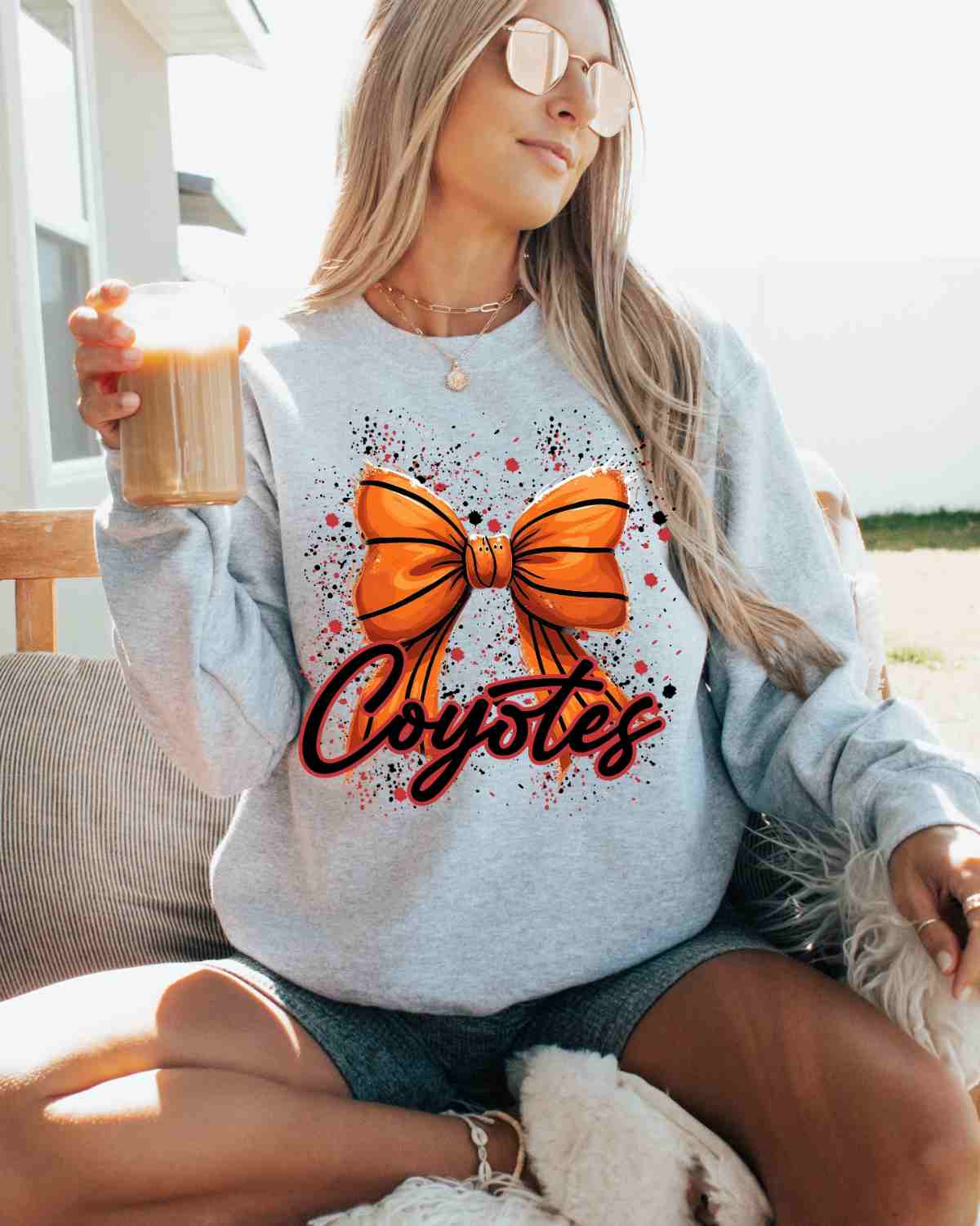 Coyotes Basketball Bow Splatter DTF Transfer