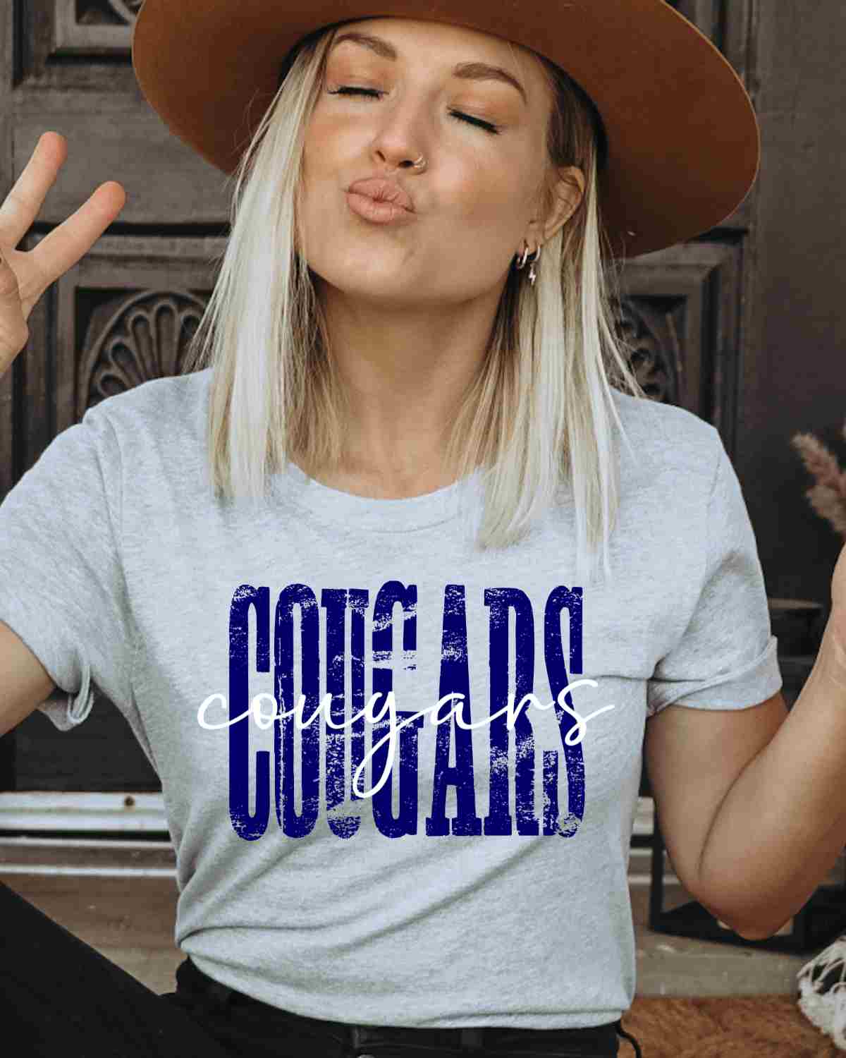 Cougars Distressed DTF Transfer - Rustic Grace Heat Transfer Company