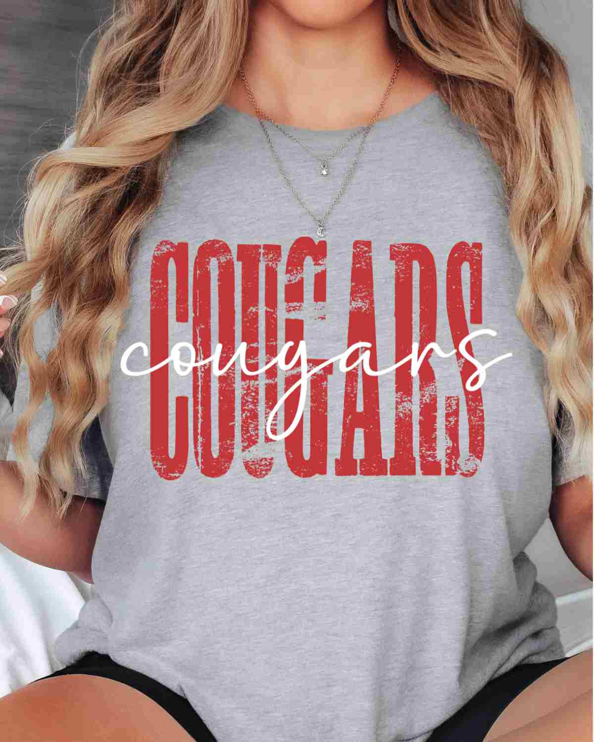 Cougars Distressed DTF Transfer - Rustic Grace Heat Transfer Company