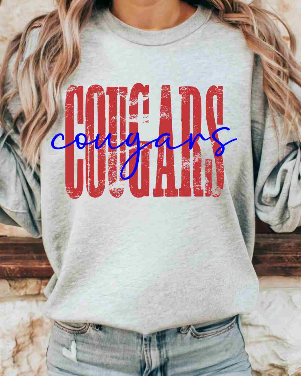 Cougars Distressed DTF Transfer - Rustic Grace Heat Transfer Company