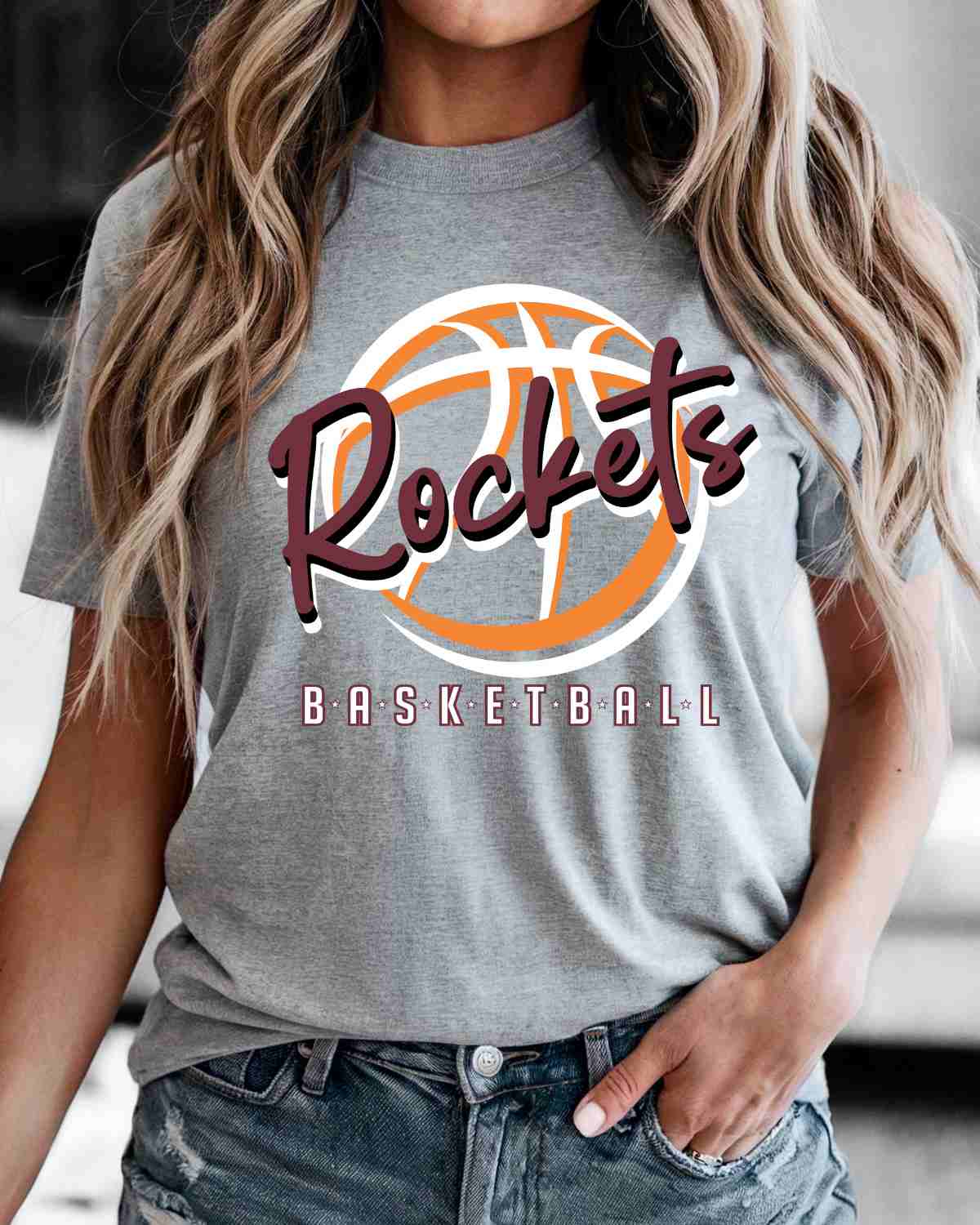 Rockets Basketball Outline Ball DTF Transfer