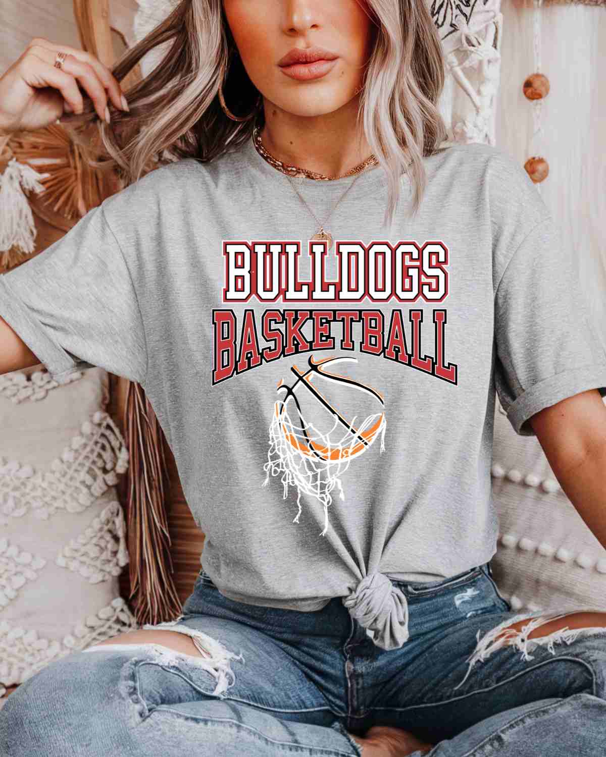 Bulldogs Basketball Hanging Net DTF Transfer