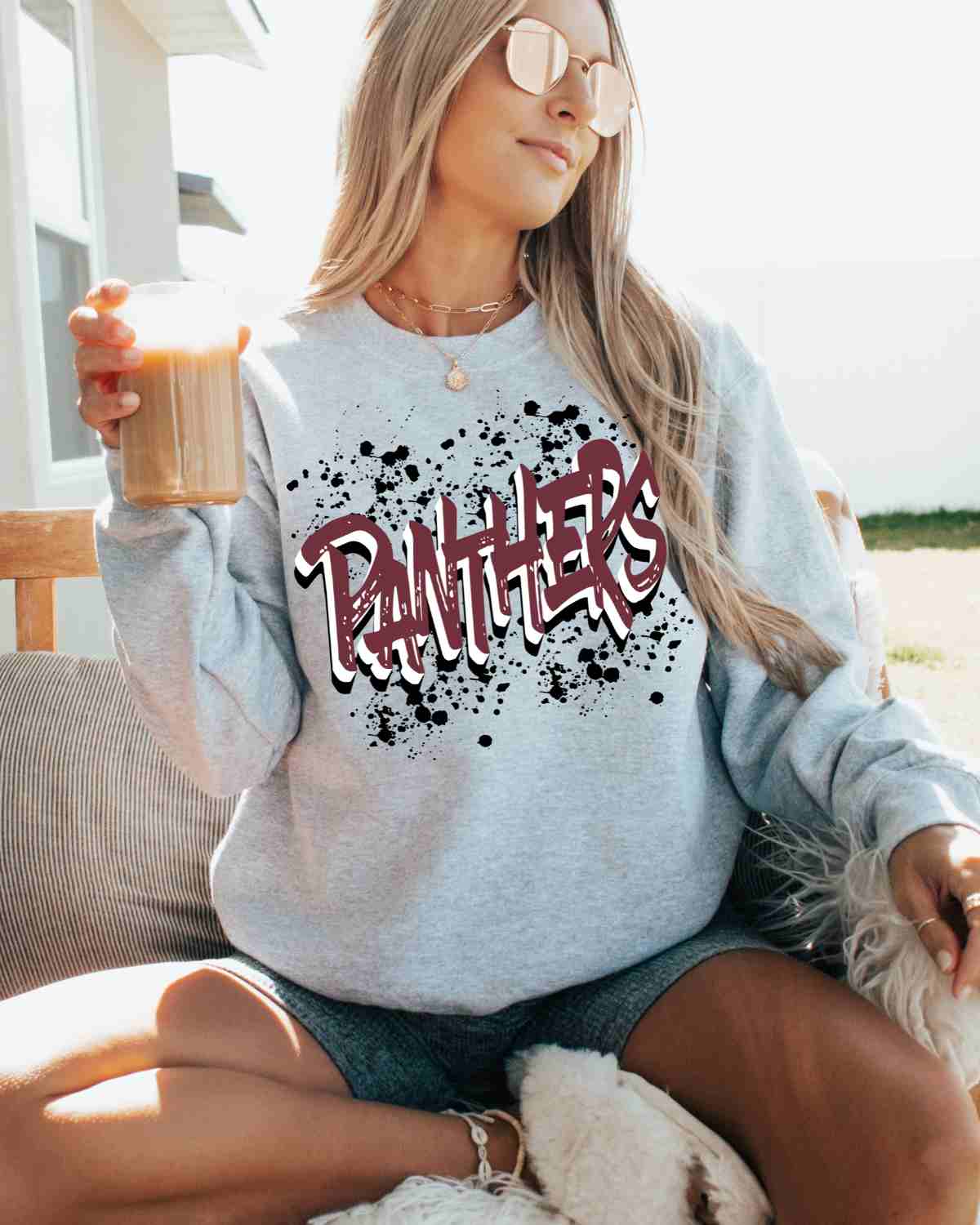 Panthers Brushstroke DTF Transfer - Rustic Grace Heat Transfer Company