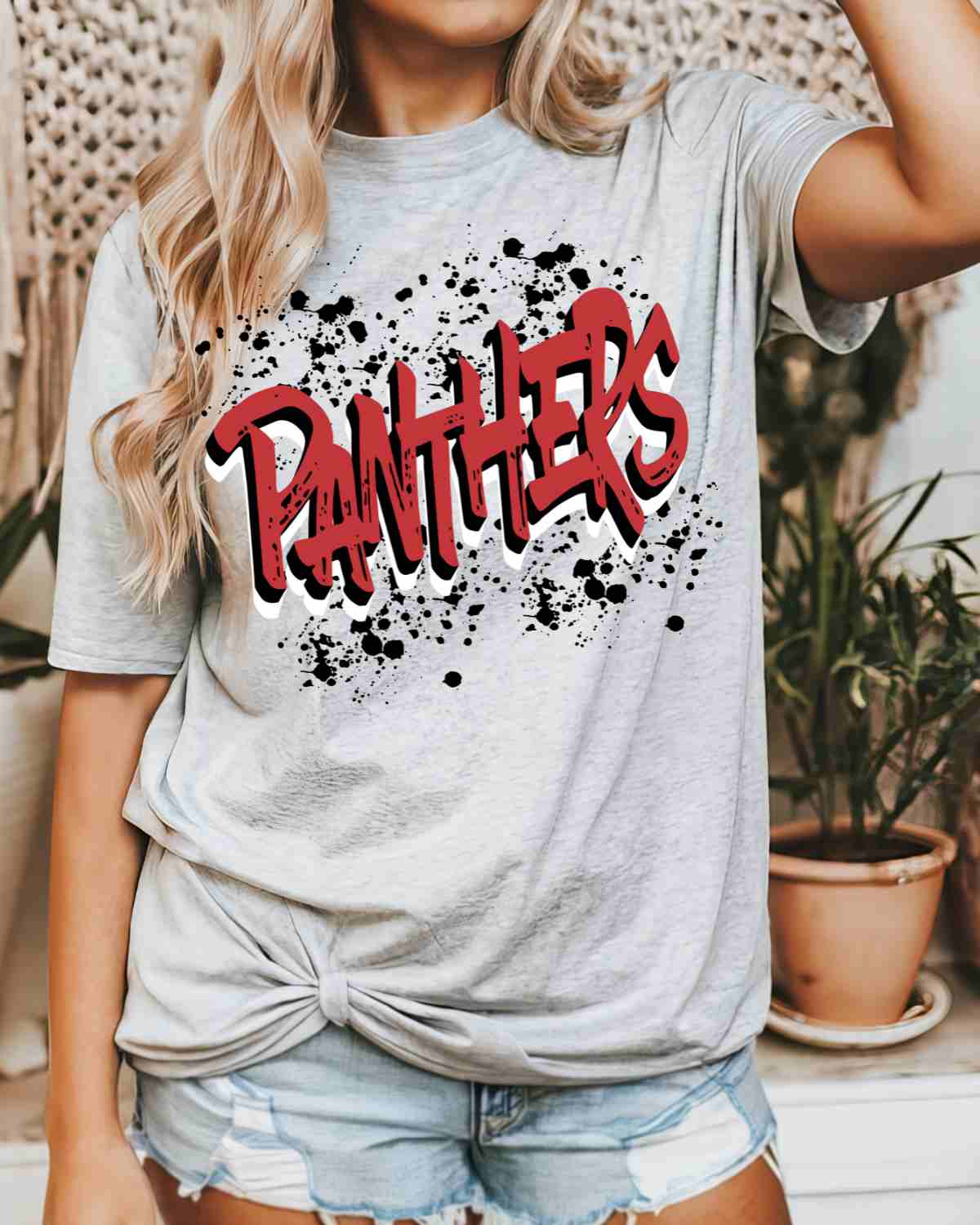Panthers Brushstroke DTF Transfer - Rustic Grace Heat Transfer Company