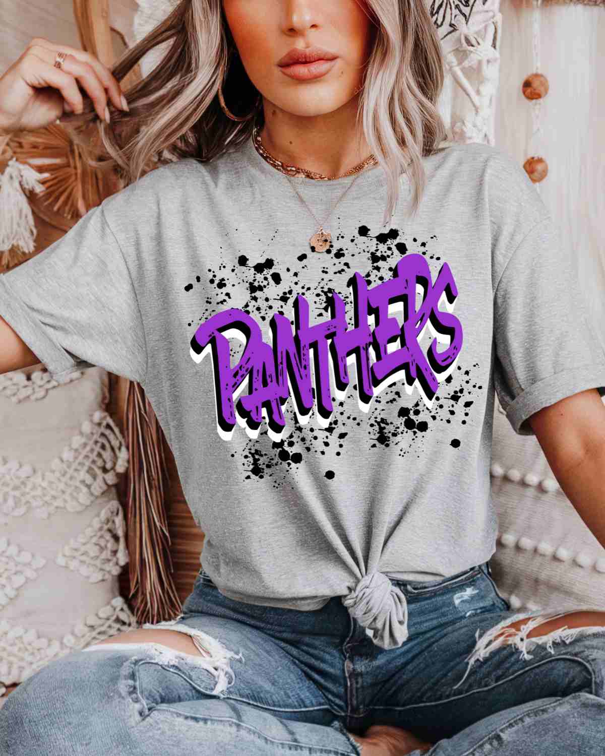 Panthers Brushstroke DTF Transfer - Rustic Grace Heat Transfer Company