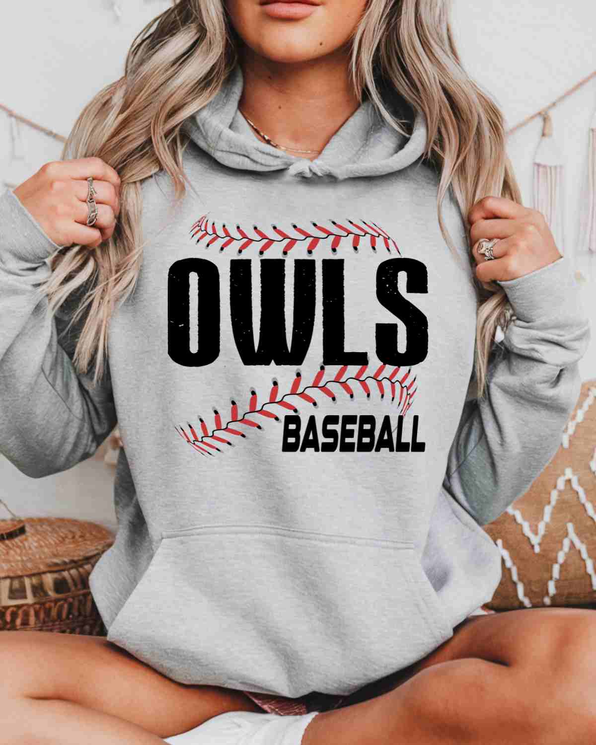 Owls Baseball Laces DTF Transfer