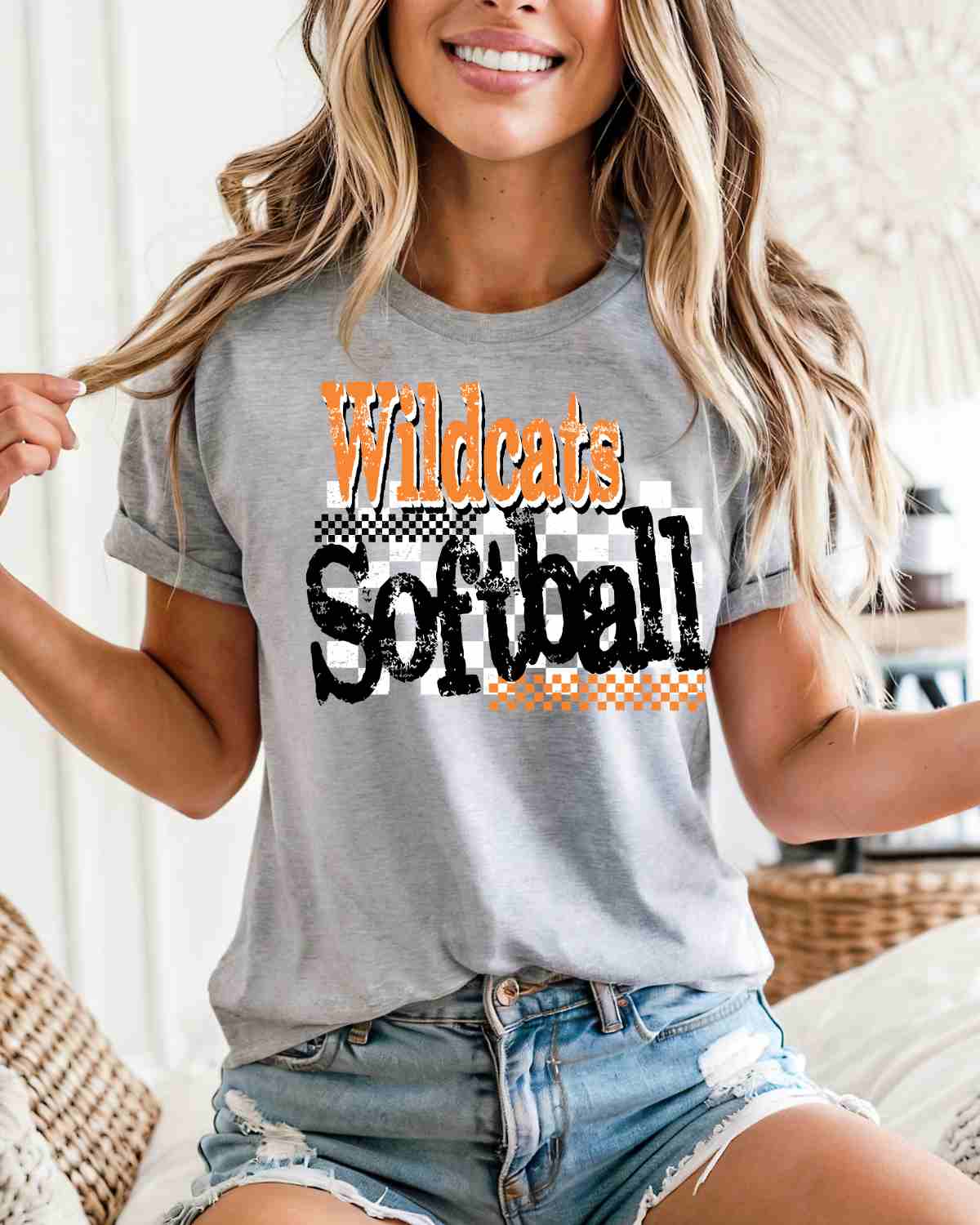 Wildcats Softball Checkered Grunge DTF Transfer