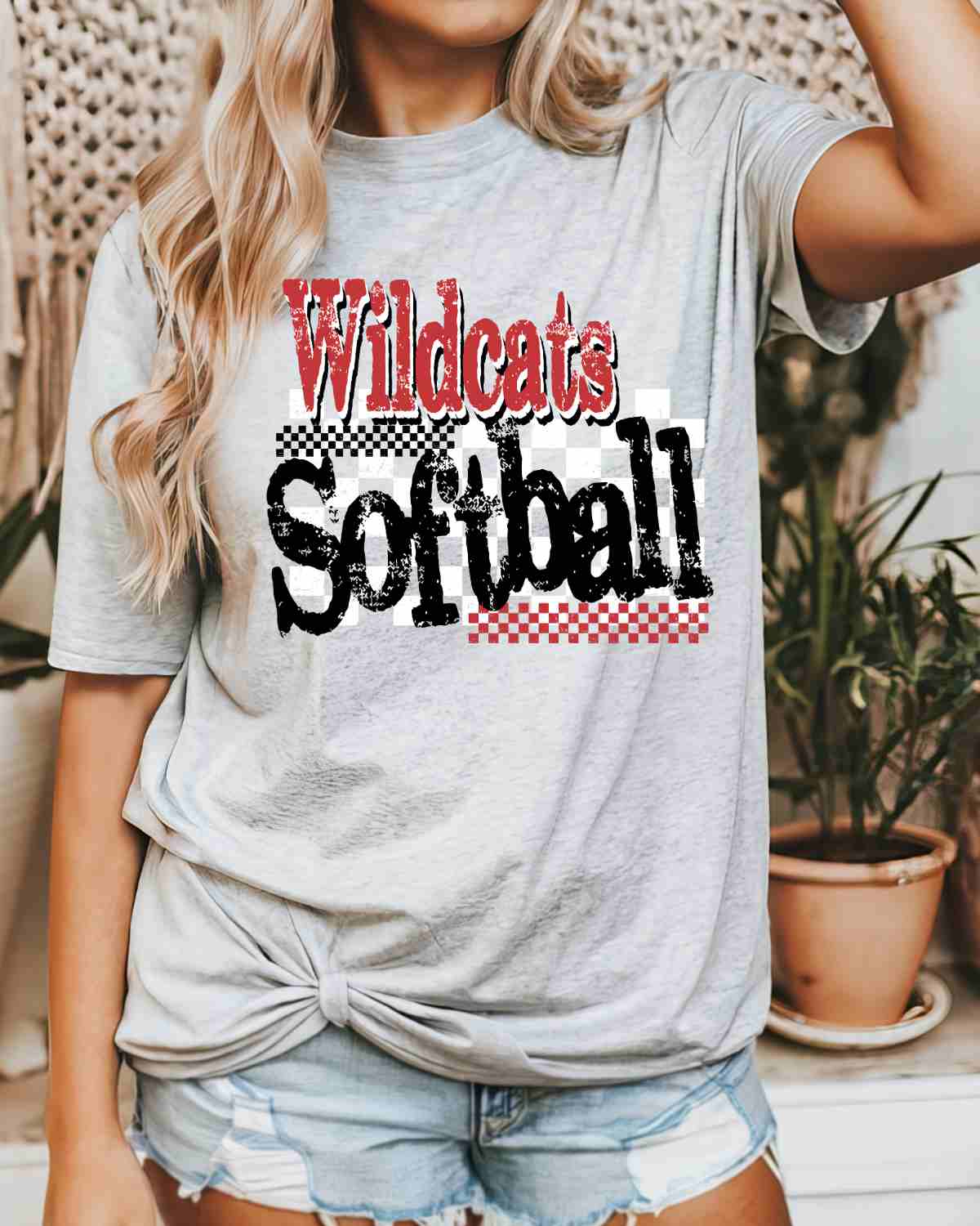 Wildcats Softball Checkered Grunge DTF Transfer