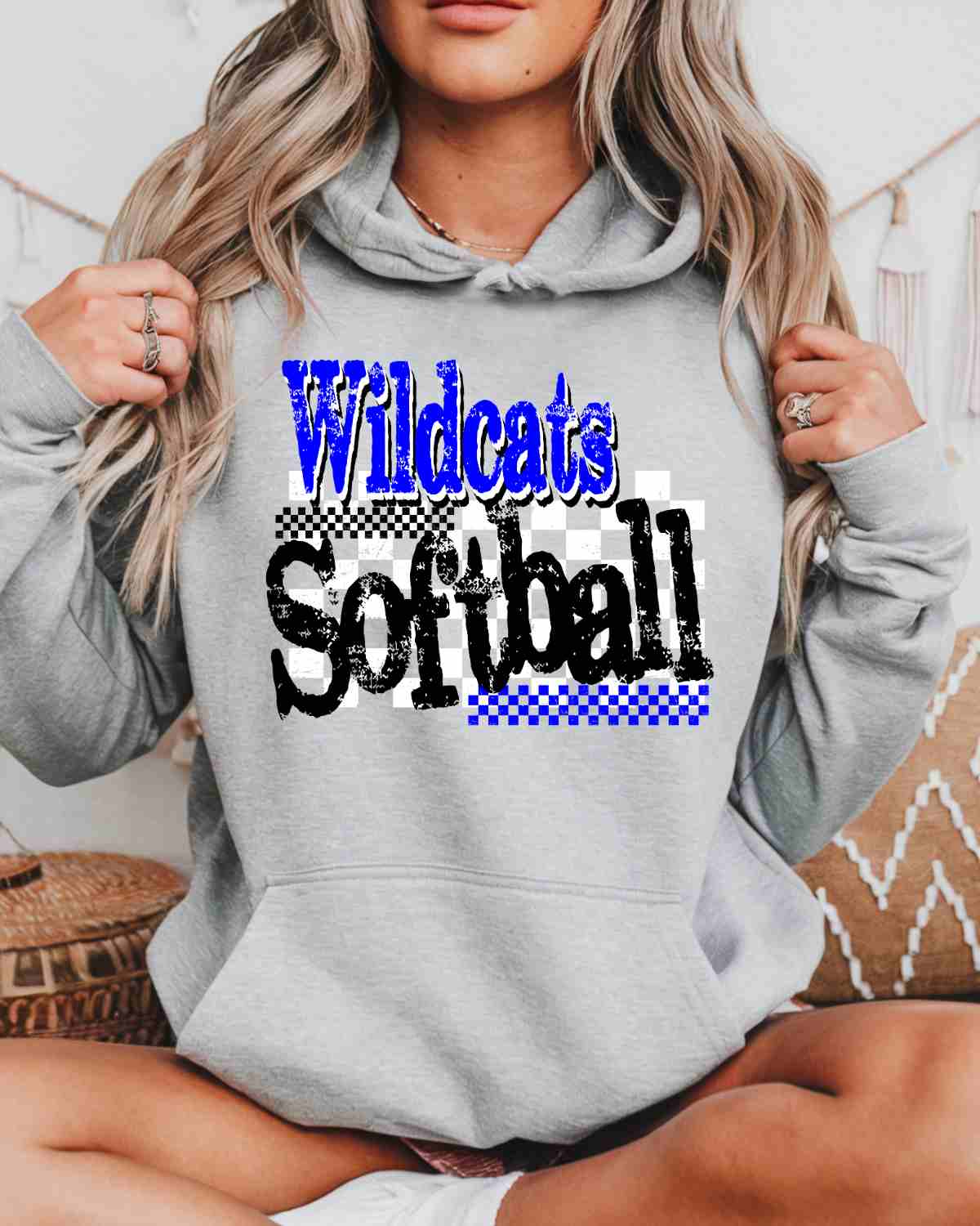 Wildcats Softball Checkered Grunge DTF Transfer
