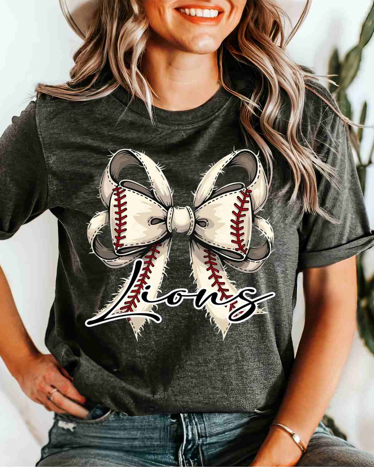 Lions Baseball Coquette Bow DTF Transfer