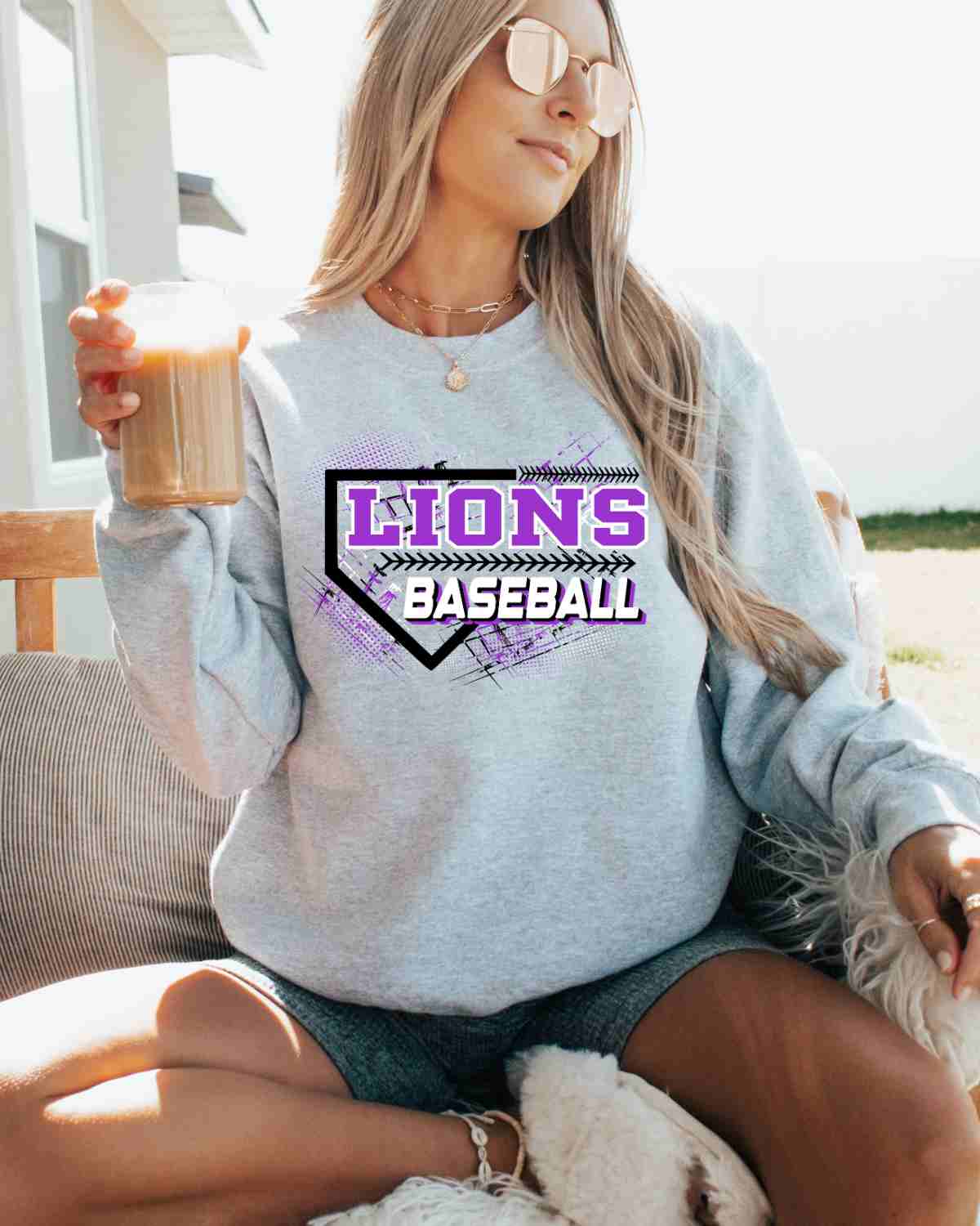 Lions Baseball Home Plate Grunge DTF Transfer - Rustic Grace Heat Transfer Company