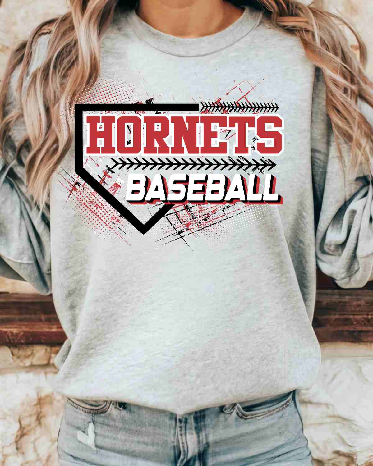 Hornets Baseball Home Plate Grunge DTF Transfer - Rustic Grace Heat Transfer Company