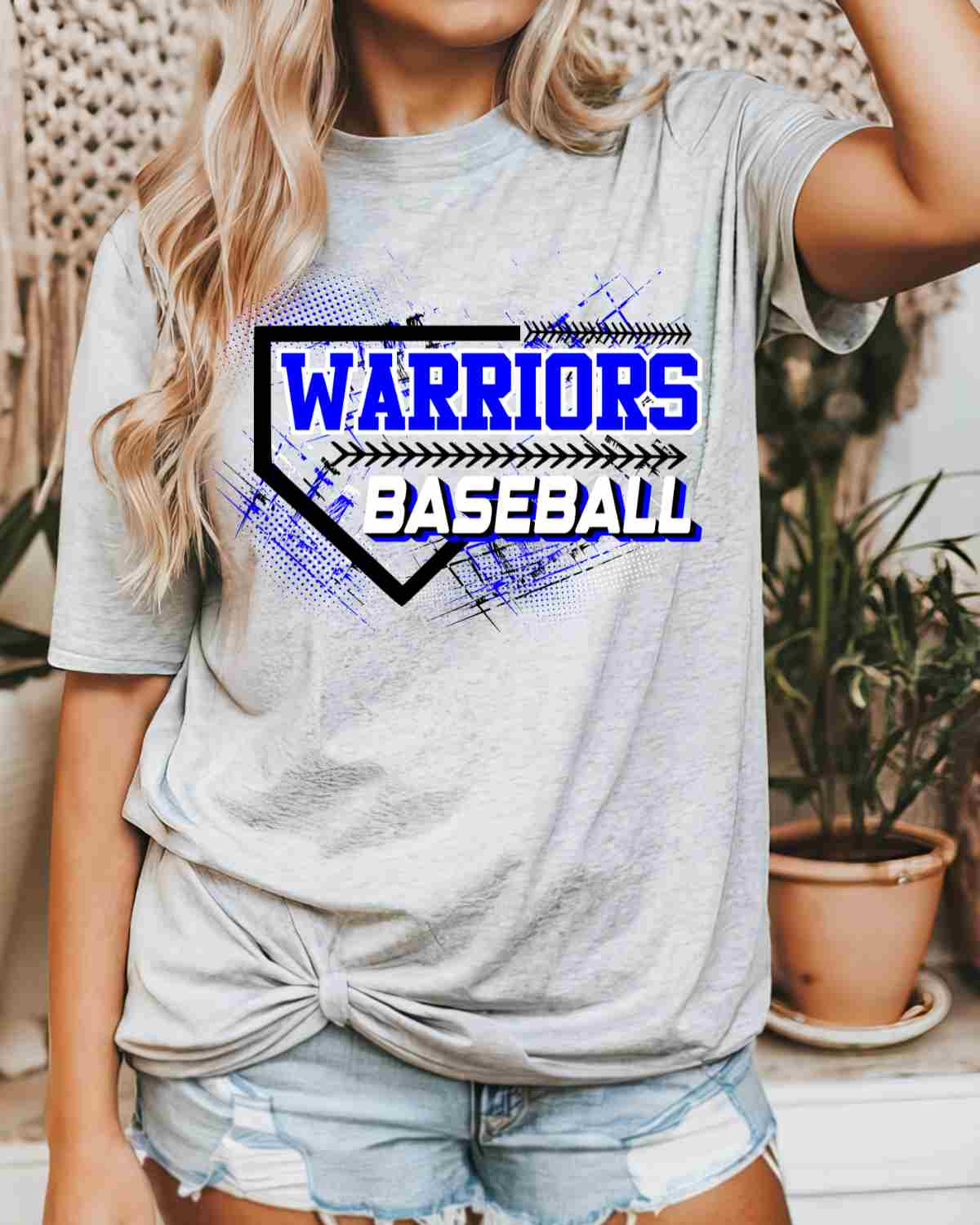 Warriors Baseball Home Plate Grunge DTF Transfer - Rustic Grace Heat Transfer Company