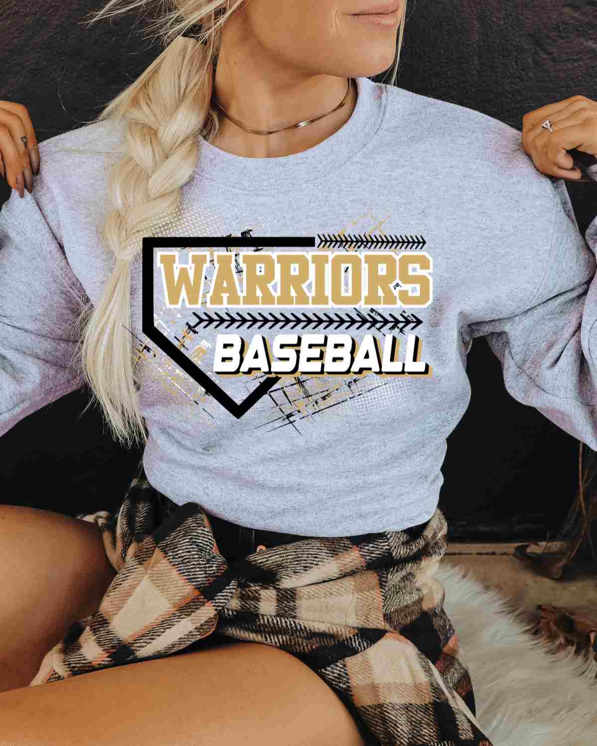 Warriors Baseball Home Plate Grunge DTF Transfer - Rustic Grace Heat Transfer Company