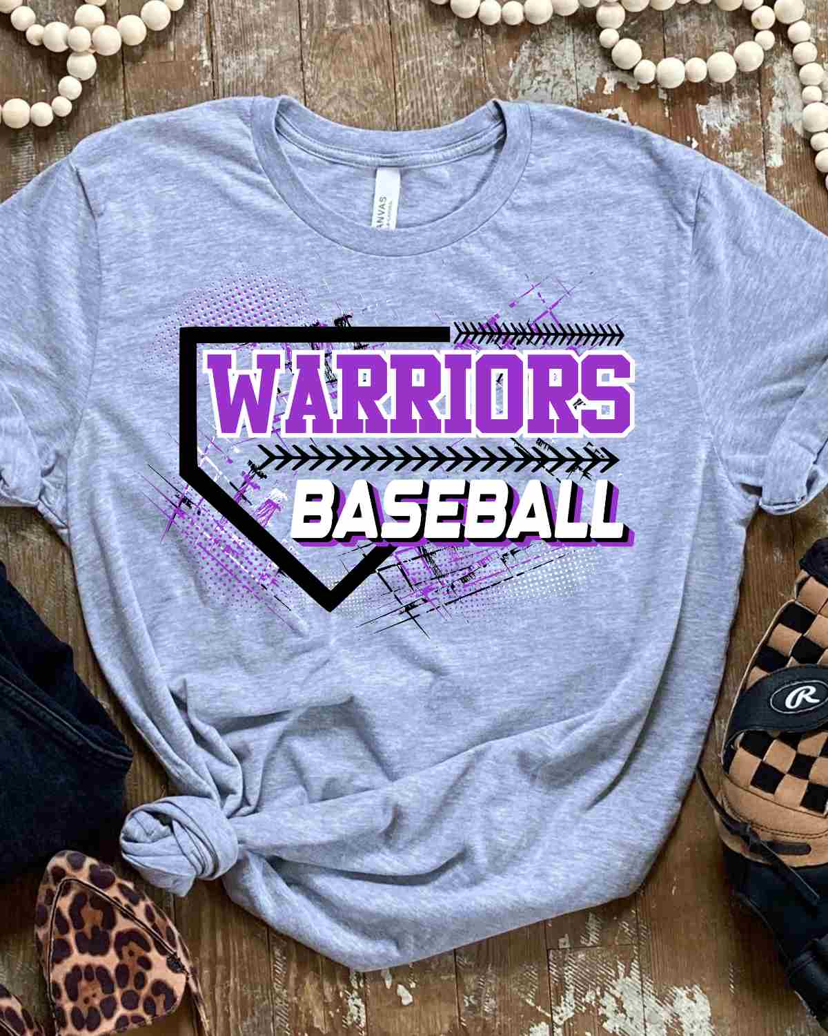 Warriors Baseball Home Plate Grunge DTF Transfer - Rustic Grace Heat Transfer Company