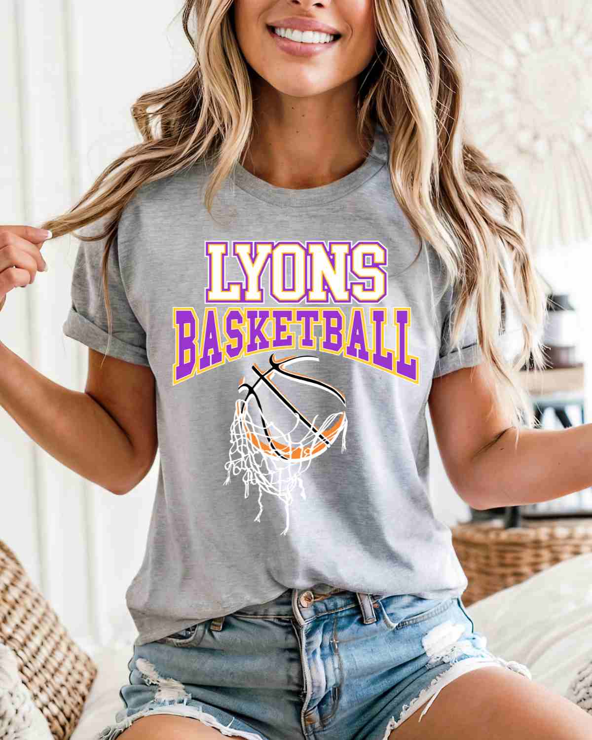 Lyons Basketball Hanging Net DTF Transfer - Rustic Grace Heat Transfer Company