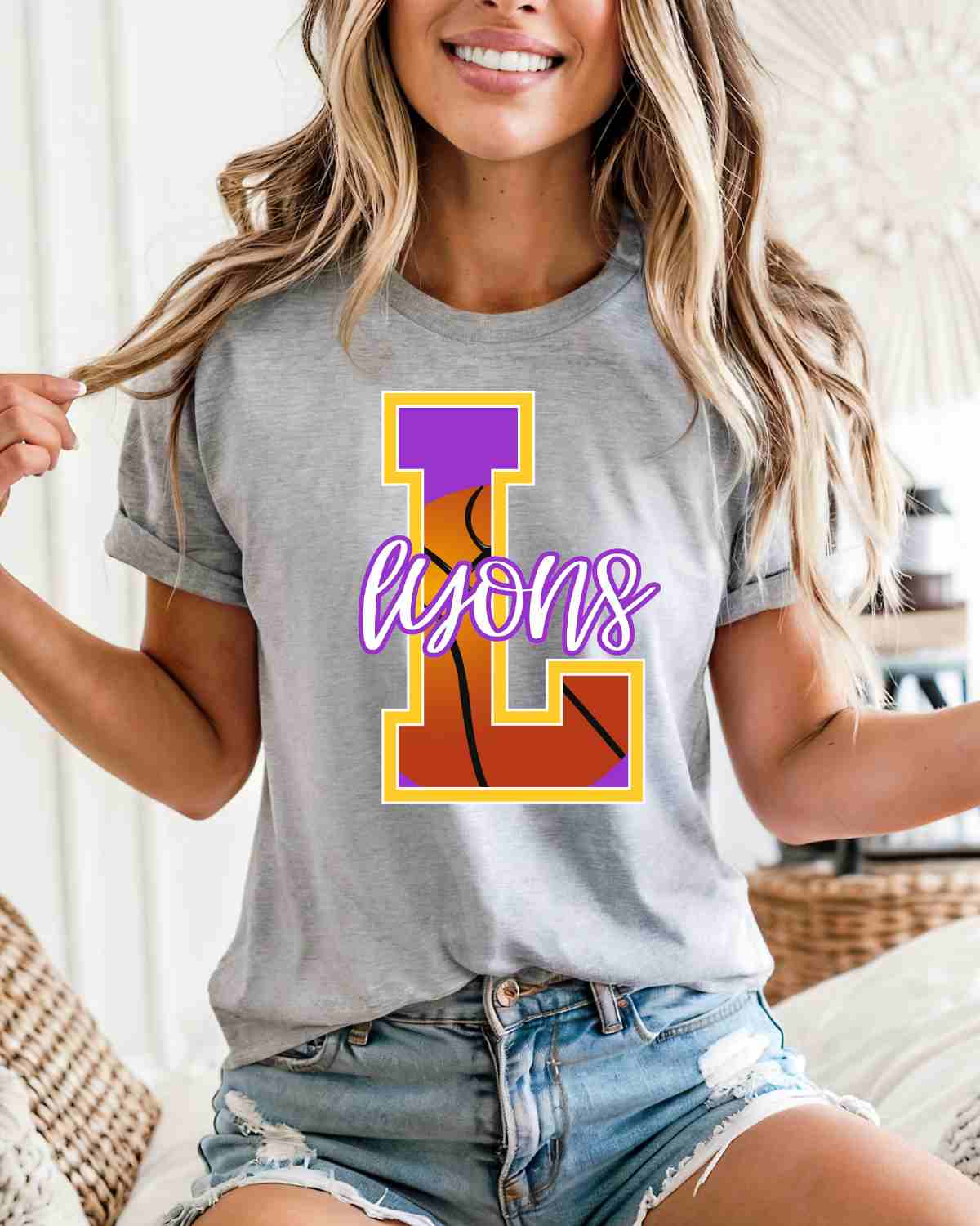 Lyons Basketball Letter DTF Transfer - Rustic Grace Heat Transfer Company
