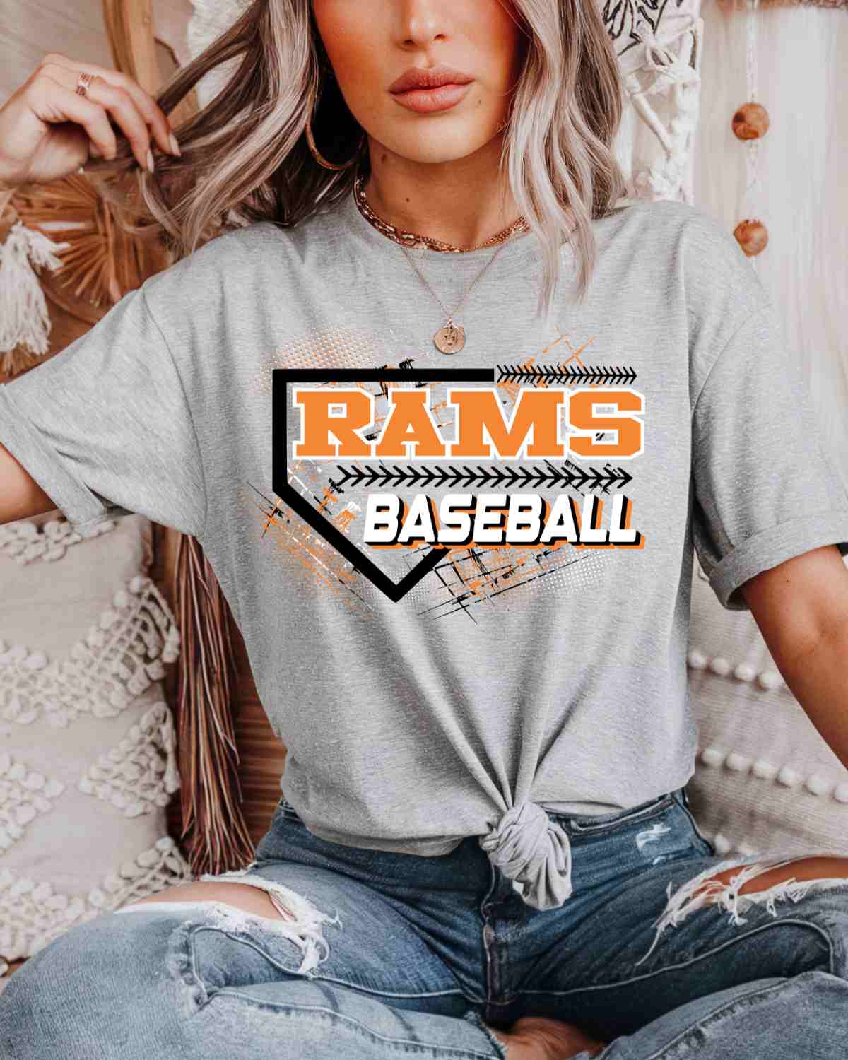 Rams Baseball Home Plate Grunge DTF Transfer