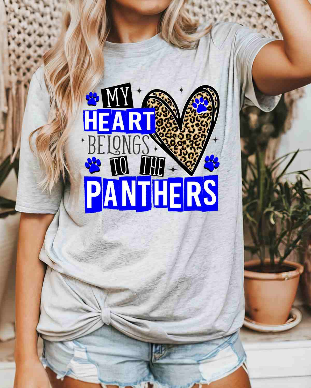 My Heart Belongs to the Panthers DTF Transfer - Rustic Grace Heat Transfer Company