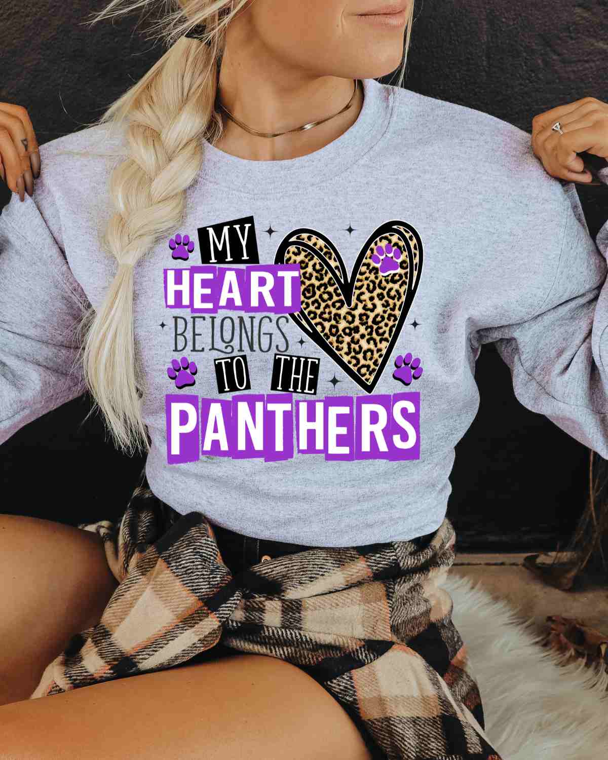 My Heart Belongs to the Panthers DTF Transfer - Rustic Grace Heat Transfer Company
