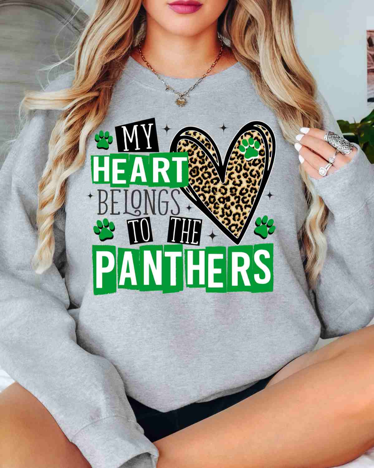 My Heart Belongs to the Panthers DTF Transfer - Rustic Grace Heat Transfer Company