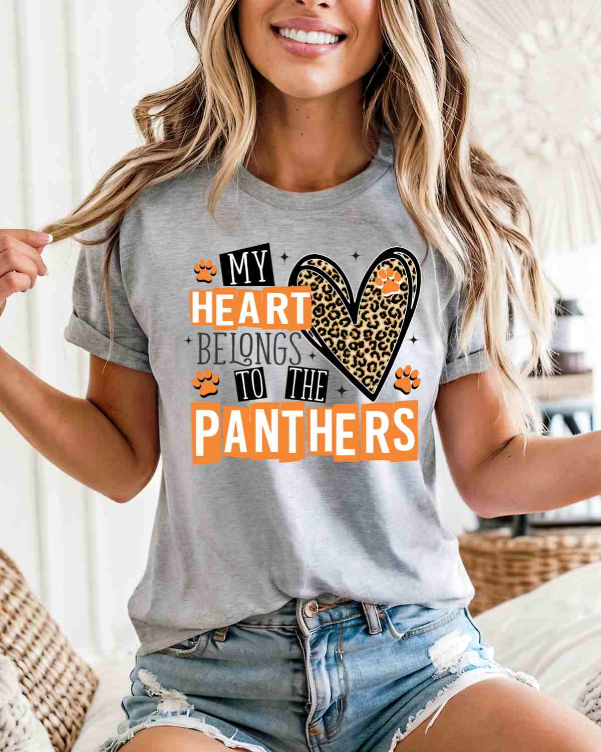 My Heart Belongs to the Panthers DTF Transfer - Rustic Grace Heat Transfer Company