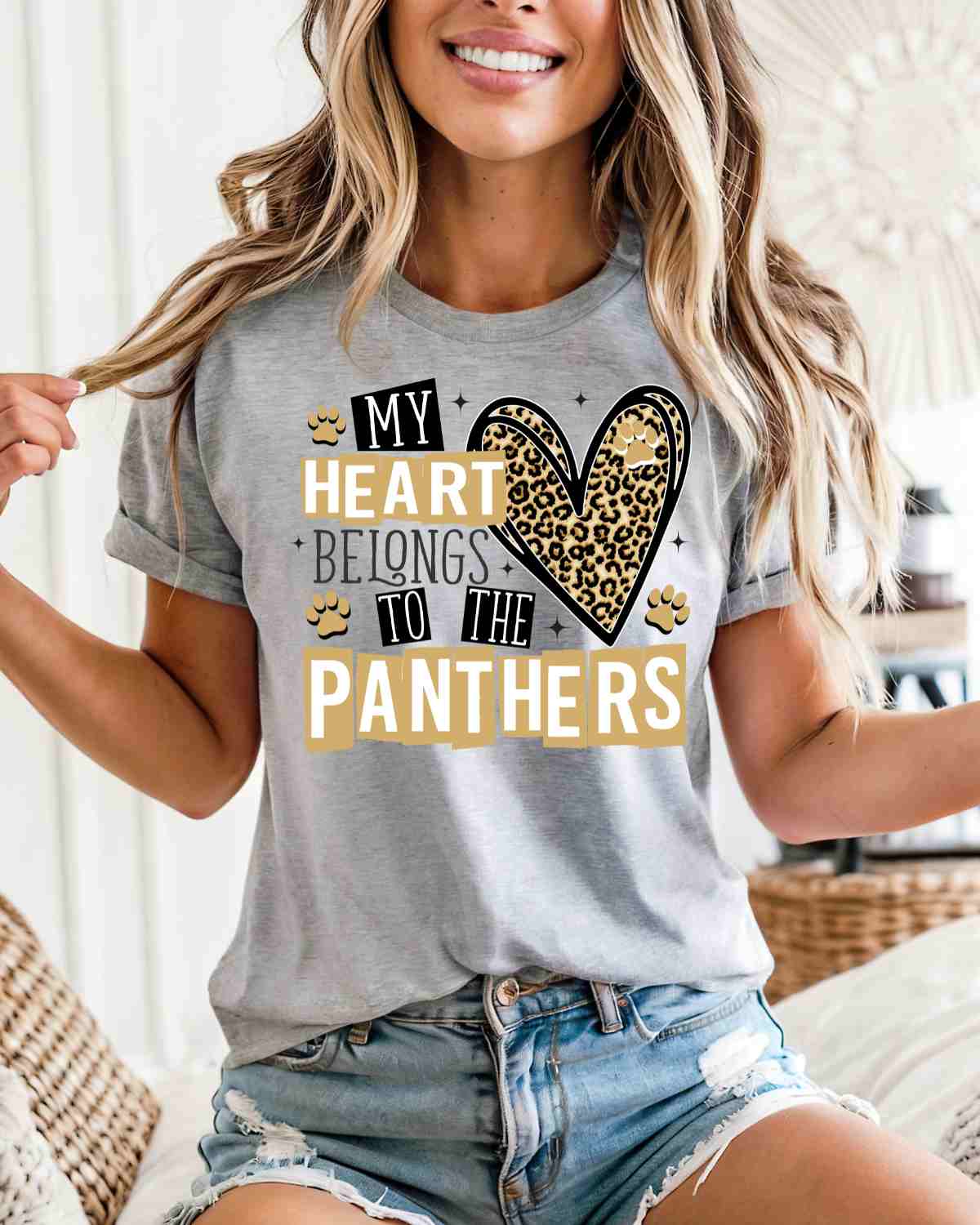 My Heart Belongs to the Panthers DTF Transfer - Rustic Grace Heat Transfer Company