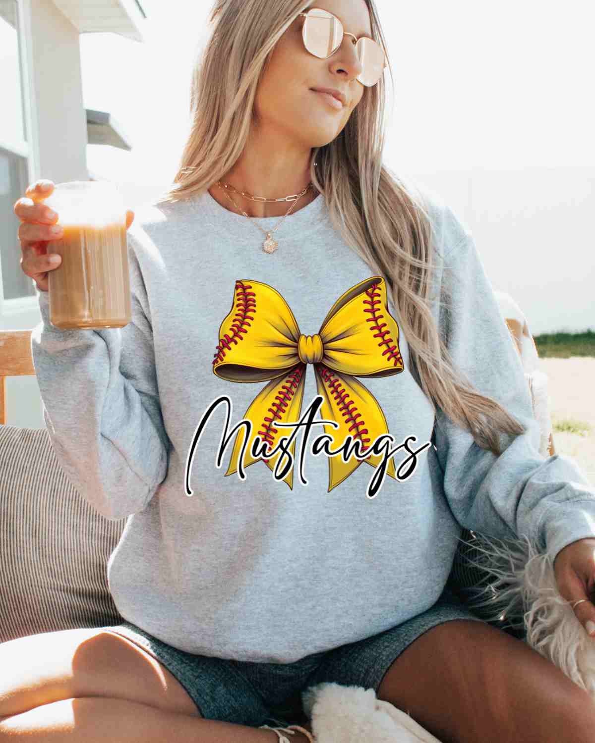 Mustangs Softball Coquette Bow DTF Transfer