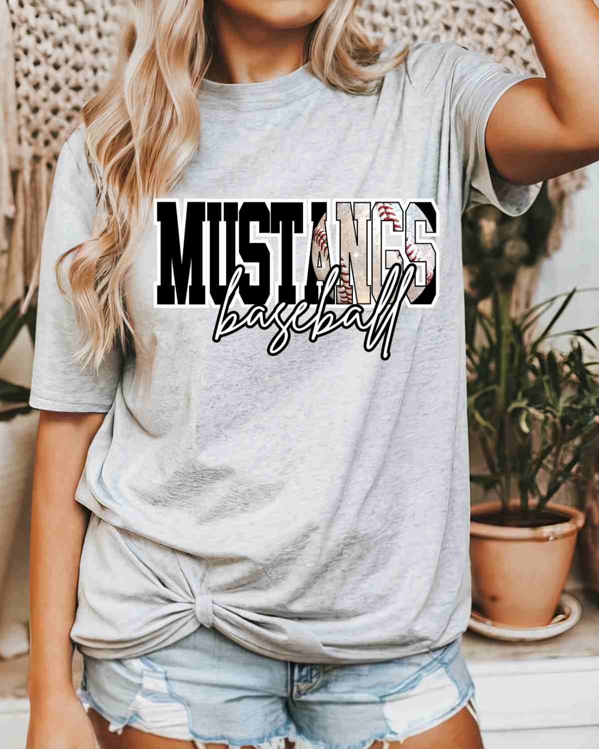 Mustangs Baseball Glitter Ball DTF Transfer
