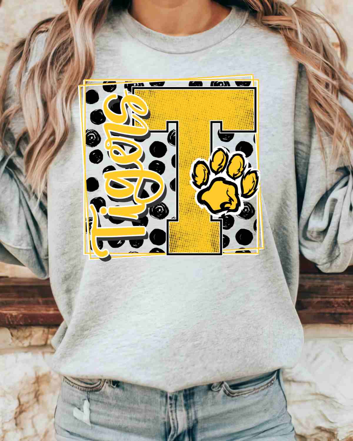 Tigers Square Polka Dot DTF Transfer - Rustic Grace Heat Transfer Company