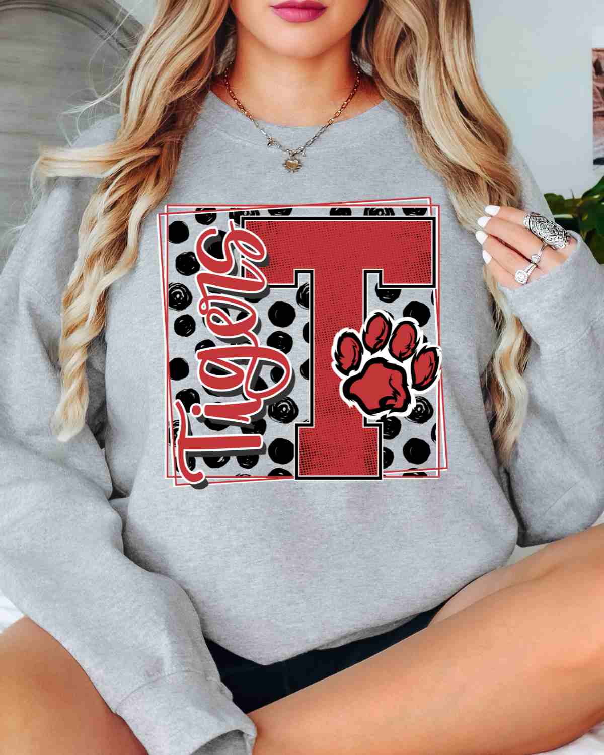 Tigers Square Polka Dot DTF Transfer - Rustic Grace Heat Transfer Company