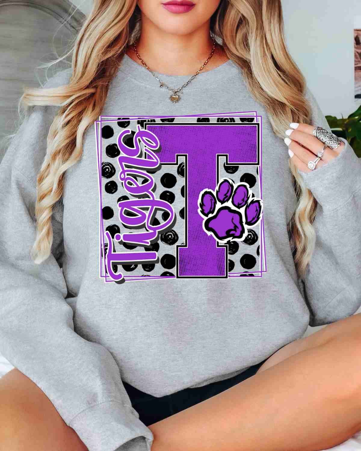 Tigers Square Polka Dot DTF Transfer - Rustic Grace Heat Transfer Company