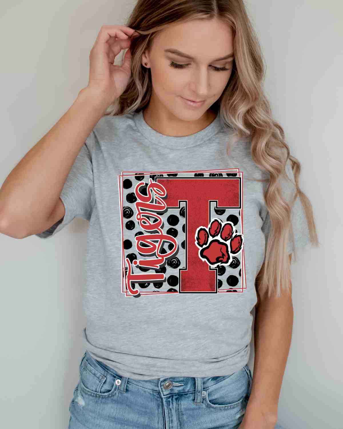 Tigers Square Polka Dot DTF Transfer - Rustic Grace Heat Transfer Company