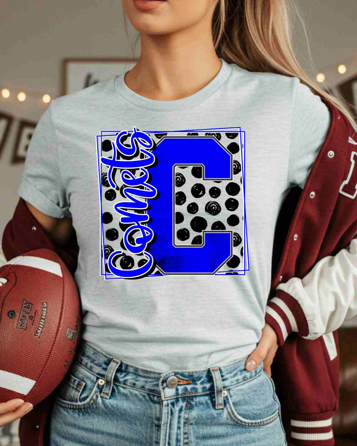 Comets Square Polka Dot DTF Transfer - Rustic Grace Heat Transfer Company