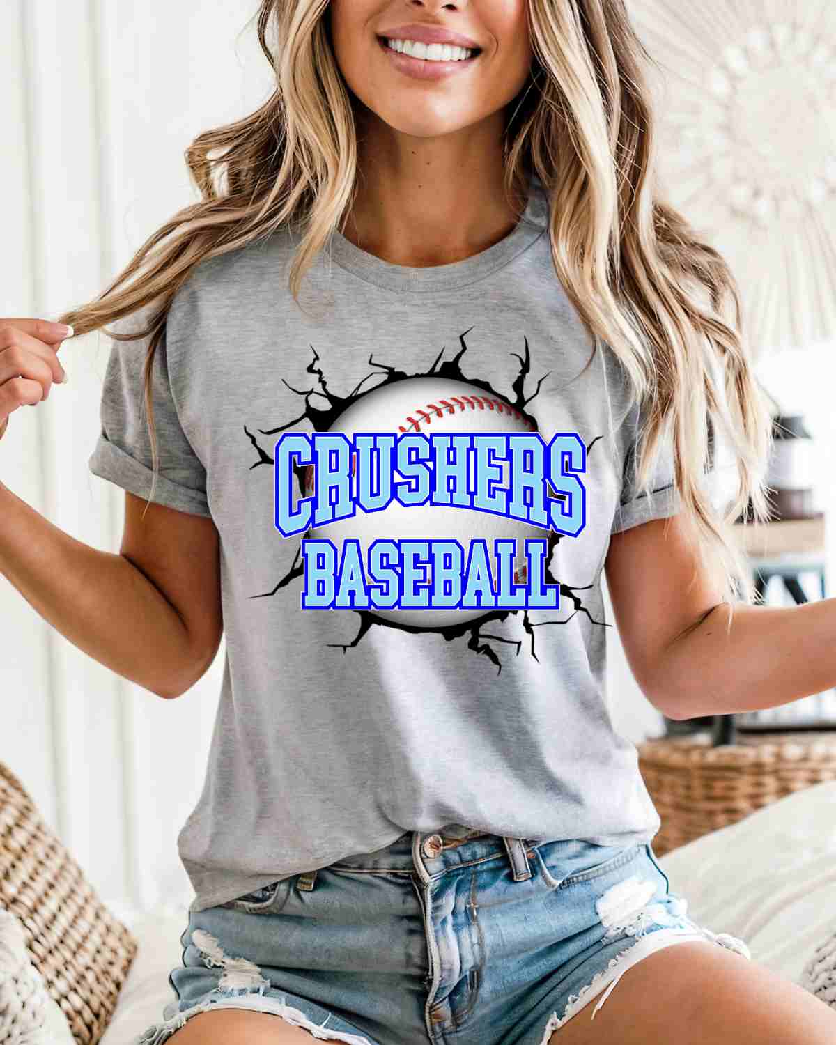Crushers Baseball Break Through DTF Transfer - Rustic Grace Heat Transfer Company