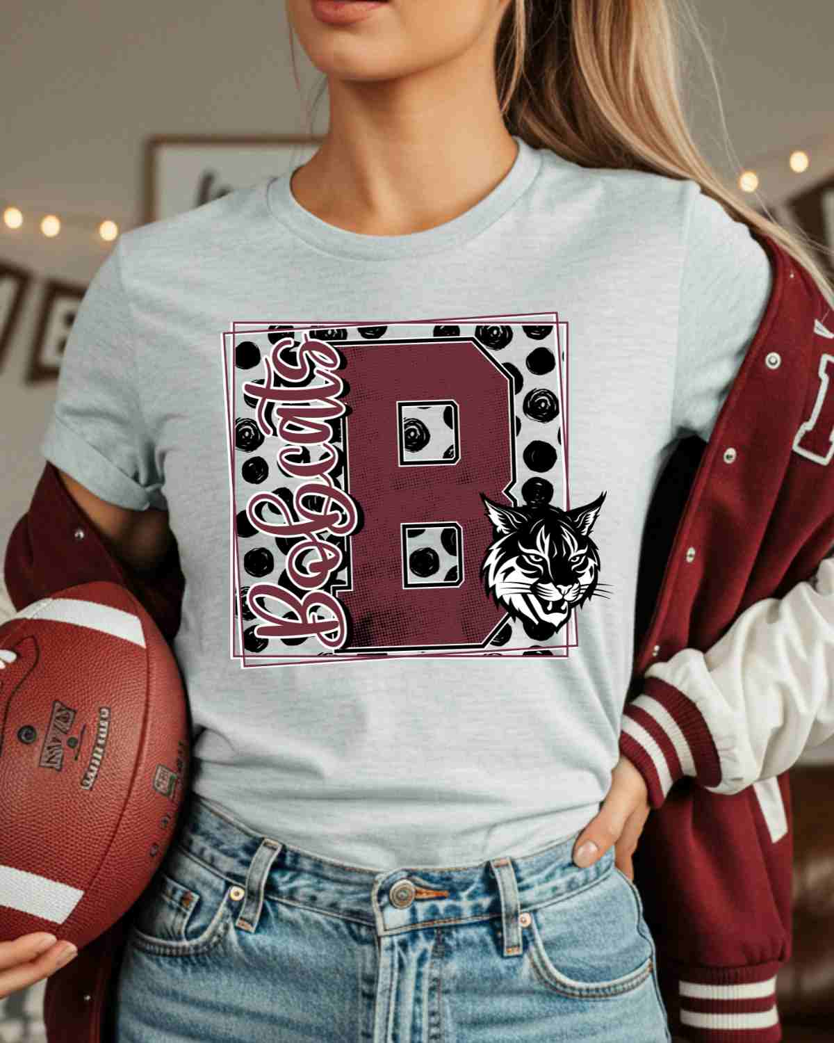 Bobcats Square Polka Dot DTF Transfer