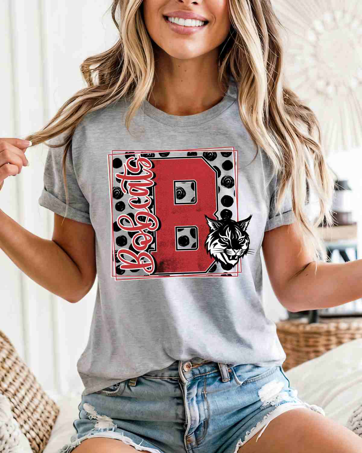 Bobcats Square Polka Dot DTF Transfer