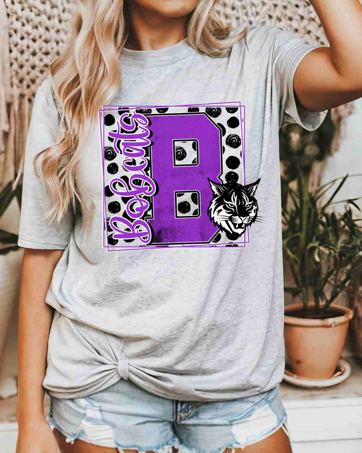 Bobcats Square Polka Dot DTF Transfer