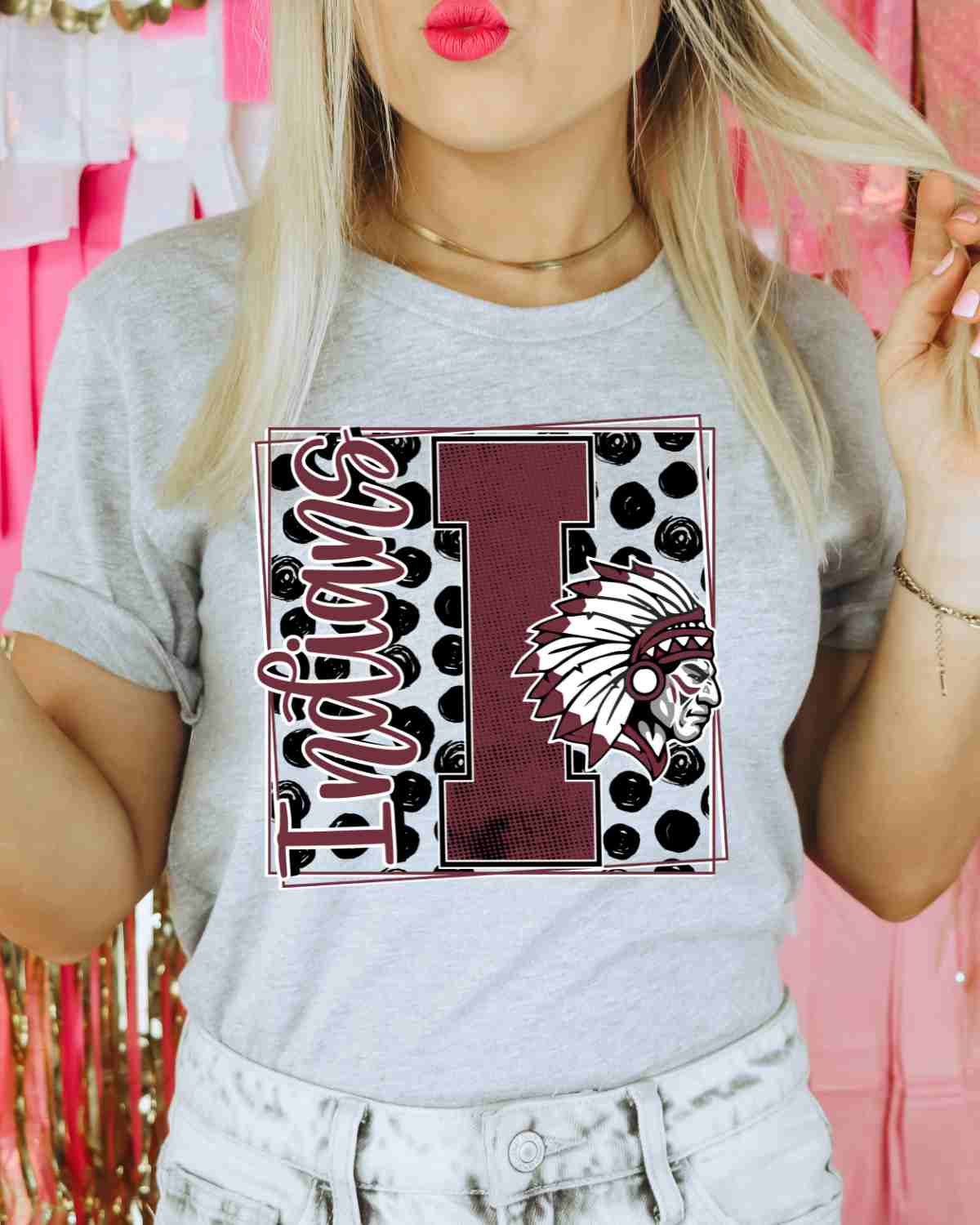 Indians Square Polka Dot DTF Transfer