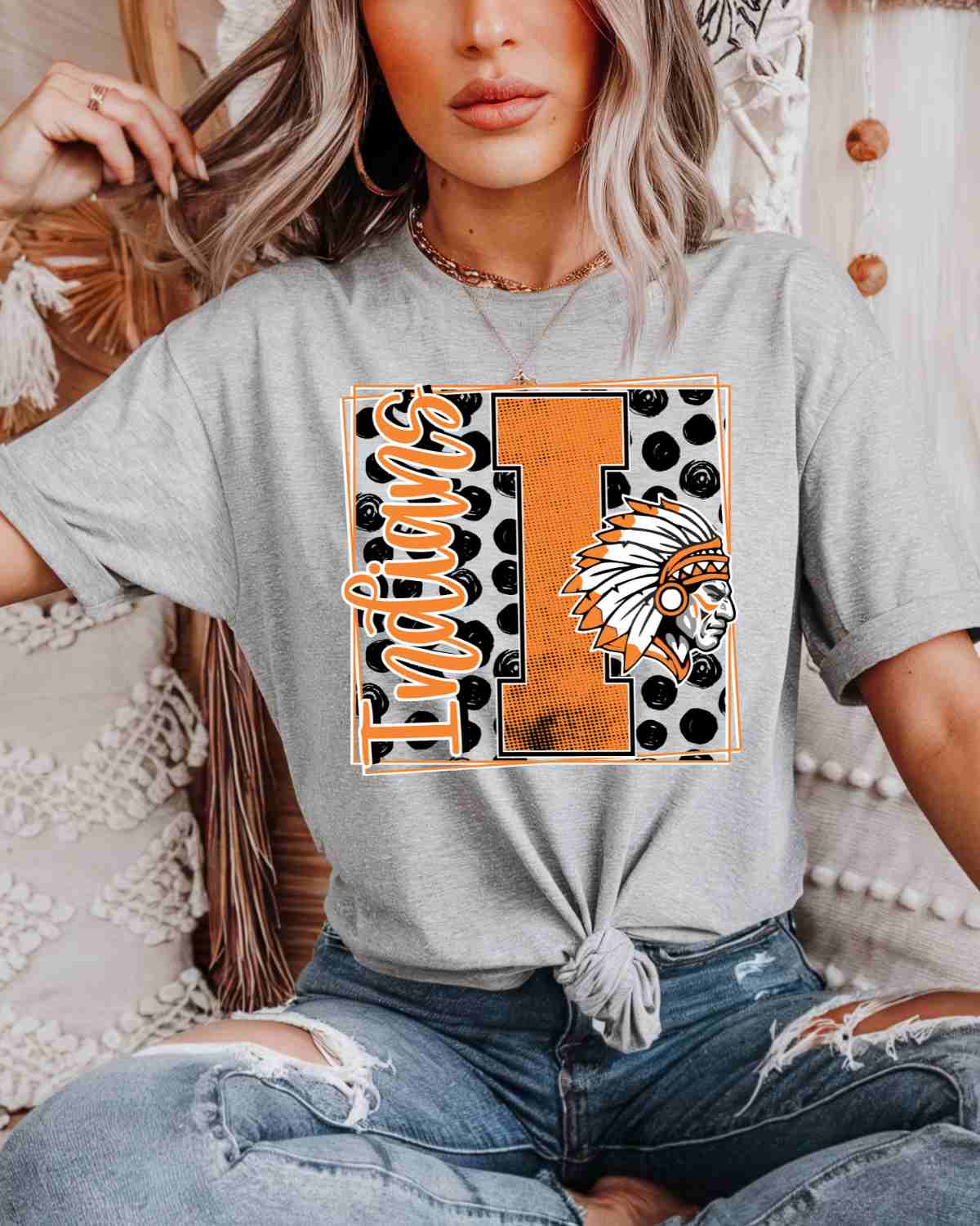 Indians Square Polka Dot DTF Transfer