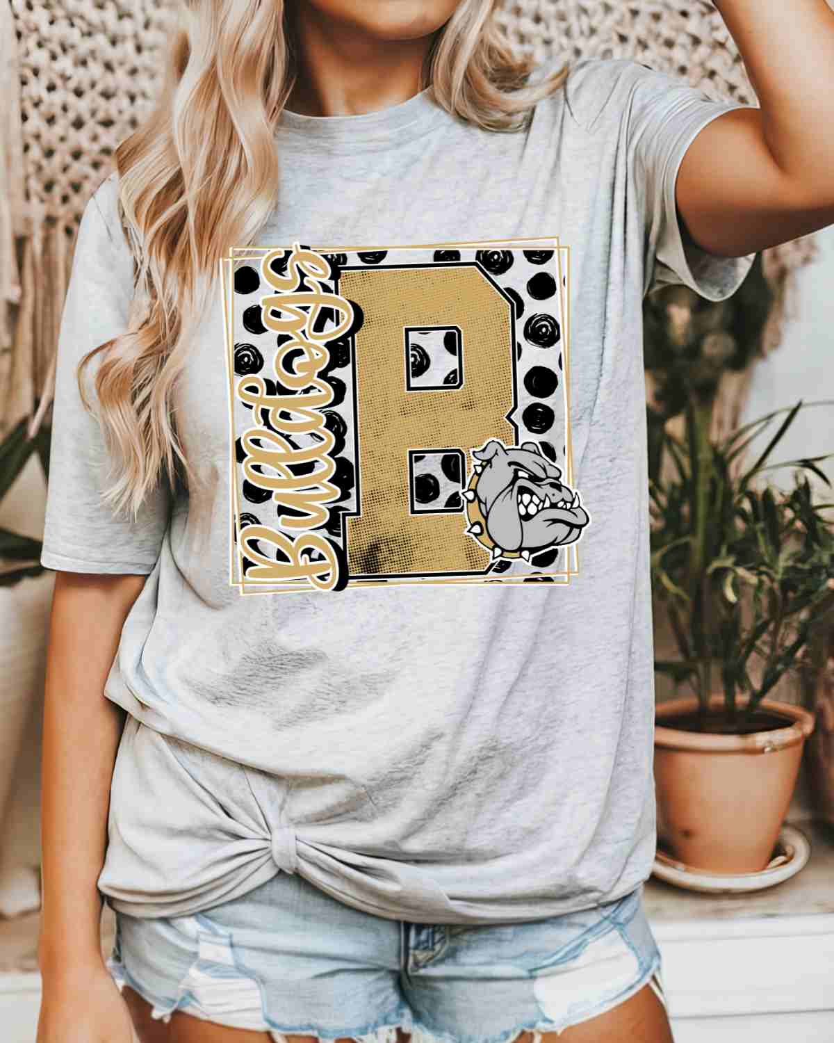 Bulldogs Square Polka Dot DTF Transfer - Rustic Grace Heat Transfer Company