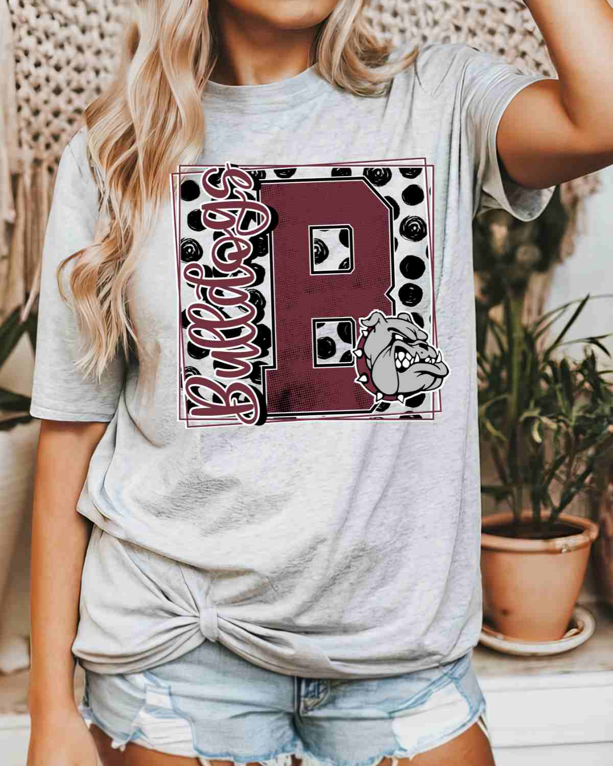 Bulldogs Square Polka Dot DTF Transfer - Rustic Grace Heat Transfer Company