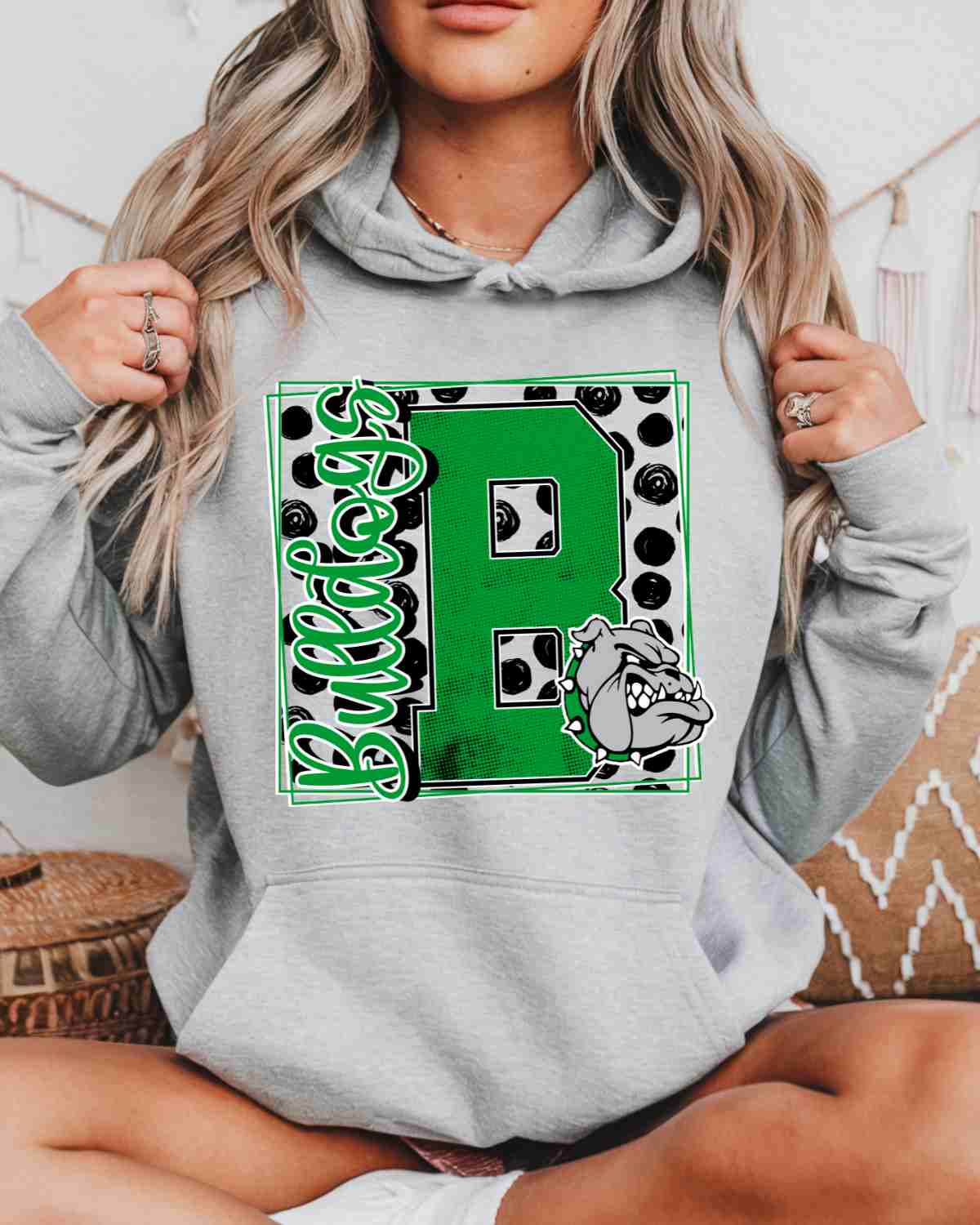 Bulldogs Square Polka Dot DTF Transfer - Rustic Grace Heat Transfer Company